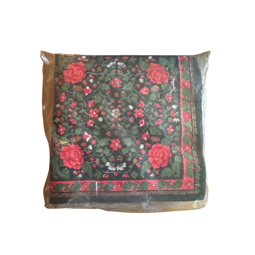 Vintage Style Red Rose Floral Paper Napkins 20 Count 3-Ply Party Decor